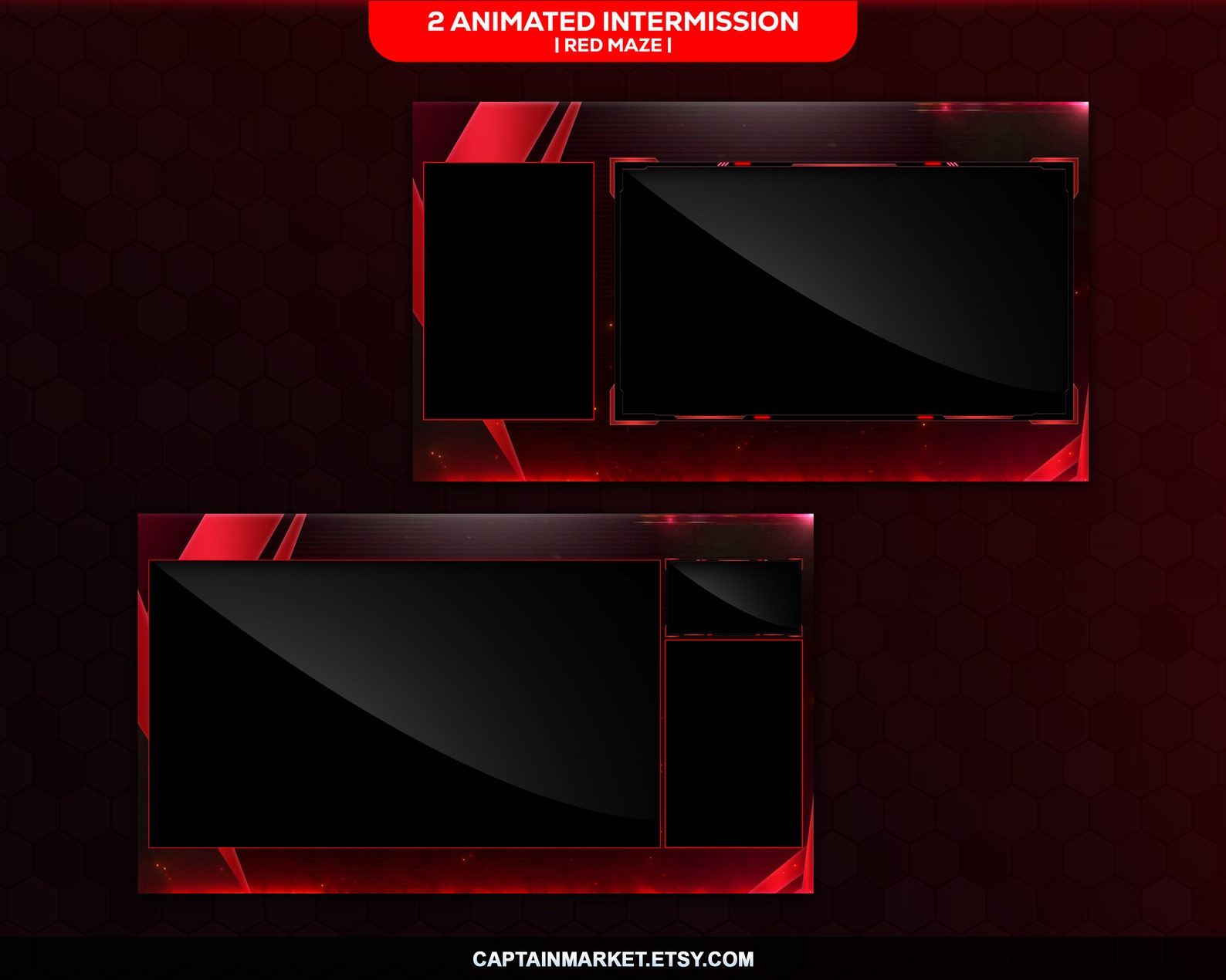 Red Maze Animated Stream Overlay Package, Cyberpunk Tech (digital ...
