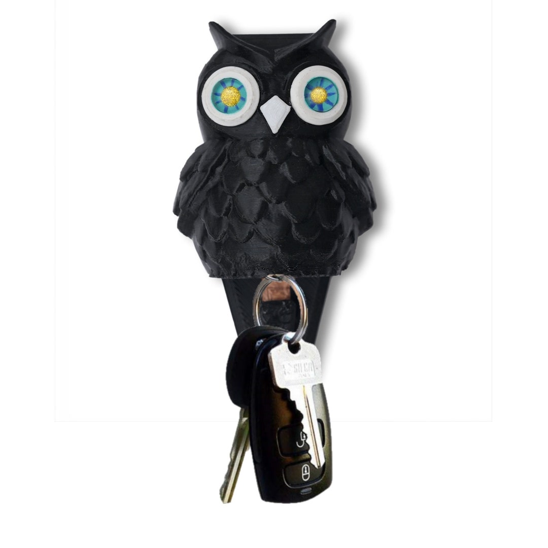Cute Owl Key Holder With Glowing Eyes Wall Mounted Key