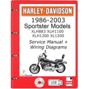 1986-2003 Harley Davidson Sportster Models 883 1200 Service Repair Manual + Wiring Diagrams - USB or CD