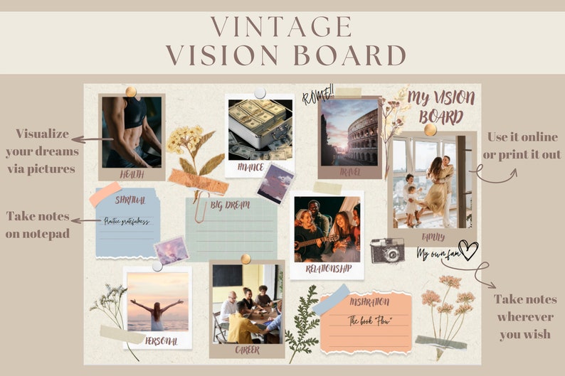 Vision Board, Digital Vision Board, Printable Vision Board ...