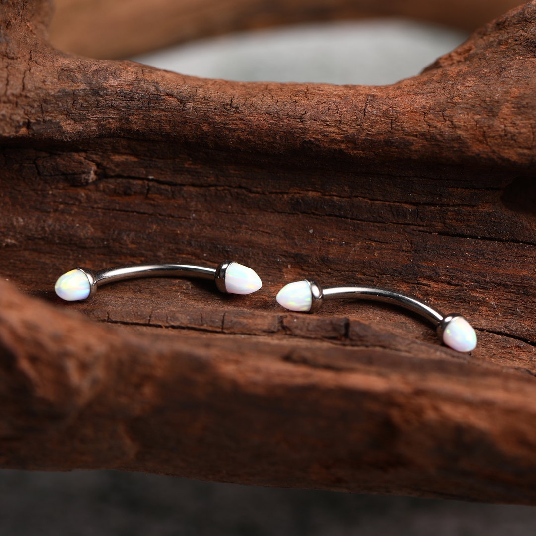 Curved Barbell Vertical Labret Bridge Eyebrow Rings G23 Titanium