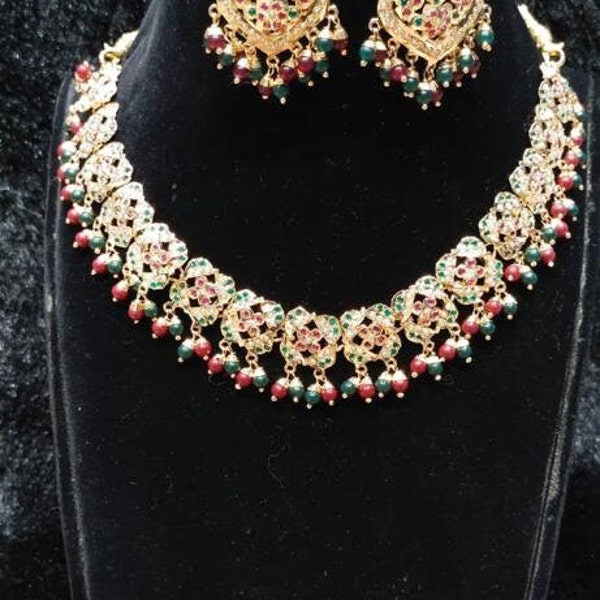 Beautifully Handcrafted Navratan Necklace Set for Women | Wedding and Party Wear | 9 Gems Stone