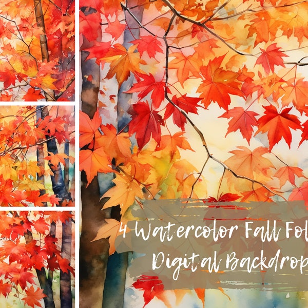 Watercolor Fall Leaves Png, Autumn Leaf Watercolor Images, Fall Foliage Images for Photoshop