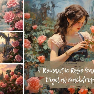 Romantic Rose Garden Digital Backdrop Images, Romantic Rose Garden Images, Romantic Rose Garden Picture Images for Photoshop