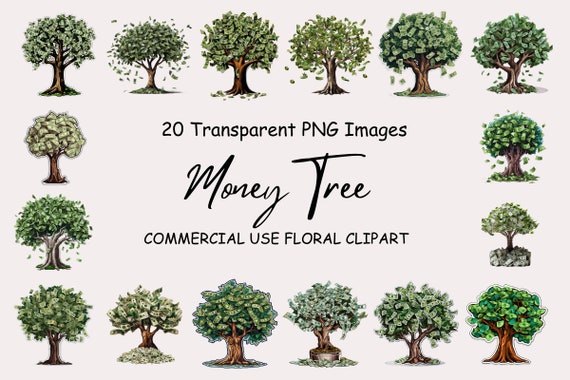 Money Tree Clipart Pack, Money Tree Graphics Clipart,  Commercial Use, Money Tree Image Transparent Clipart