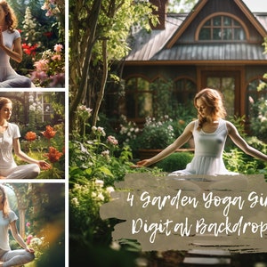 Garden Yoga Girl Digital Backdrop Images, Garden Yoga Girl Images, Garden Yoga Girl  Picture Images for Photoshop