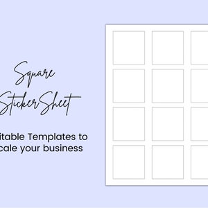 Square Sticker Sheet Editable Template