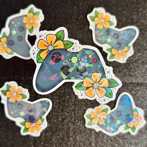 360 Console Controller Gamer Sticker • Retro Classic Crystal Holographic Floral