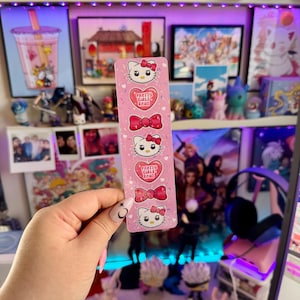 Kawaii Cute Kitten Cat Bookmark • Sturdy, Starry Holo Laminated
