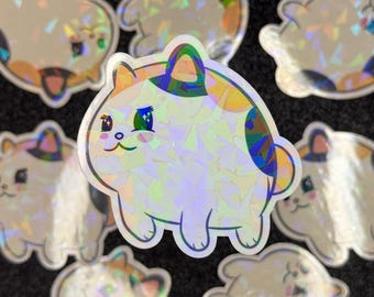 Fat Cat Minion Holographic Crystal Sticker • FFXIV FF14 Final Fantasy MMORPG RPG