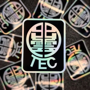 Kaiju Tech Anime Holographic Sticker • Black Logo Icon