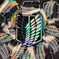 AOT Wings Freedom Holographic Sticker • Anime Black Attack Titan Logo Icon Scouts Regiment