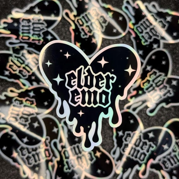 Elder Emo Melting Heart Sticker • Holographic Matte Scene Kid Myspace Millenial Heartbreak Heartache Gen-Y