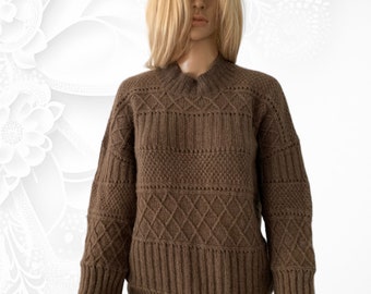 Hand Knitted Qiviut sweater with texture pattern