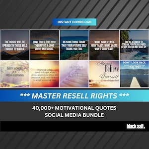 Master Resell Rechte 40.000 Motivationszitate für Sie Social Media Bilder Set MRR PLR Digital Content Pack Inspirational Bundle Kit