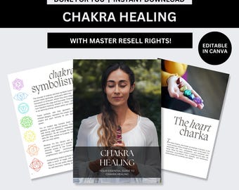 Guarigione dei chakra con diritti di rivendita master (MRR) / Modello Canva modificabile Prodotto digitale / Cristalli di meditazione spirituale Etichetta privata PLR