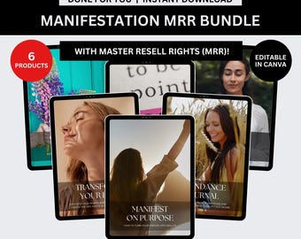 Manifestation Bundle + Master Resell Rights (MRR), Done-For-You Digital Products Editable Canva Templates, PLR Passive Income