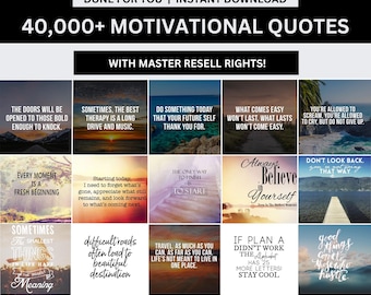 Diritti di rivendita master 40.000 citazioni motivazionali pronte per te Set di immagini per social media MRR PLR Pacchetto di contenuti digitali Kit bundle ispiratore