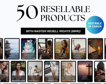 50 Resellable Digital Products PLR / MRR Passive Income Bundle | Done-For-You with Master Resell Rights & Editable Canva Templates