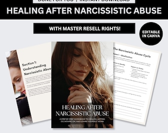 Guarigione dopo l'abuso narcisistico con Master Resell Rights (MRR) / Modello Canva modificabile Prodotto digitale / eBook PLR sulla rottura delle relazioni