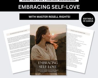 Abrazando el amor propio con derechos de reventa maestra (MRR) / Plantilla editable de Canva (producto digital) / Libro electrónico PLR de desarrollo personal y autocuidado