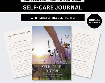 Self-Care Journal with Master Resell Rights (MRR) | Editable Canva Template Digital Product | Compassion Planner PLR Private Label Rights