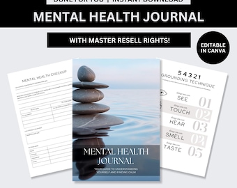 Mentales Gesundheitsjournal mit Master Resell Right (MRR) | Bearbeitbare Canva Vorlage Digitales Produkt | Self-Care Wellness Angstplaner PLR