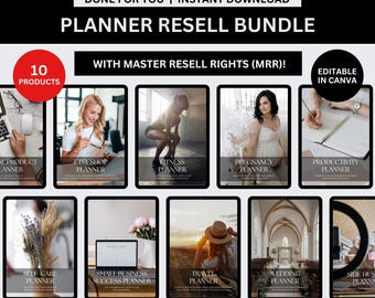 Planner Resell Bundle + Master Resell Rights (MRR), Done-For-You Digital Products Editable Canva Templates, PLR Passive Income