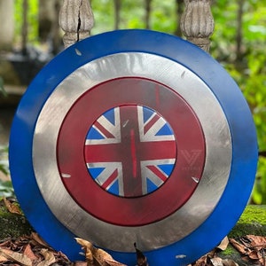 Escudo dañado del Capitán Carter - Réplica de accesorio de metal - Pantalla precisa Escudo de metal del Capitán América de Marvel 1:1, Película Capitán América MCU.