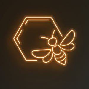 Bienenwabe Neon Schild, Biene LED-Nachtlicht, Schlafzimmer Dekor, Geschenk für Bienenliebhaber, Wanddekorkunst, Imker Geschenk, Bienenpartydekoration, LED-Schild