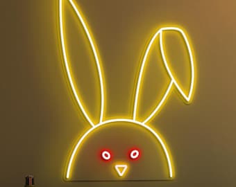 Rabbit Neon LED Sign, Bunny Wall Art, Kids Room Decor