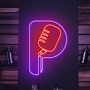 Podcast Neon Sign, Microphone LED Light for Music Studio, Recording Room, Streamer Gift, Podcast Micro Neon Light, LED Decor for Music Bands