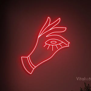 Hand mit Auge Leuchtreklame, Hand mit Auge LED-Licht, Evil Eye Led Wanddekor, Benutzerdefinierte Leuchtreklame, Hand Neon Wandkunst, Wohnzimmer Wanddekor
