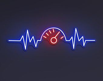 Enseigne lumineuse néon pour compteur de vitesse, décoration murale LED en forme de cœur pour garage ou atelier automobile, cadeau idéal pour les passionnés de voitures, éclairage de course