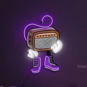 Radio Neon Light Retro Home Decor LED Pop Art Sign Recording Studio Music USB