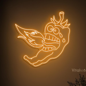 Crying Chili Pepper Neon Sign, Crying Chilly Pepper LED Sign, Hot Pepper Wall Decor, Mexican Pepper Sign, Restaurant Wall Decor, Spicy Sign