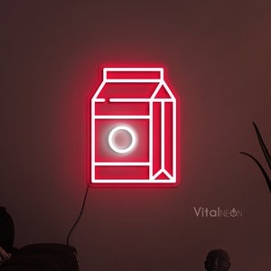 ミルクカートン LED ネオンサイン | かわいい子供部屋ランプ | 調光可能なウォールアート | USB 電源 | パーティーデコレーション | カスタムミルクボックスネオンライト | ネオンサイン