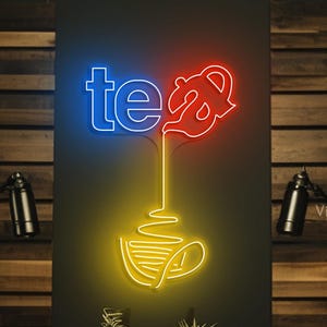 Tea Neon Sign, Tea Cup LED Light, Podcast & Cafe Decor, Tea Pot Neon Light, Studio Wall Art, Drink Shop decor, Coffee Neon Light, Room Decor