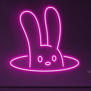 Rabbit Neon Sign, Rabbit LED Light, Bunny LED Wall Art, Cute Bunny Home Decor, Bunny Wall Decor, Kids Room & Party Decor, Animal Shop Decor