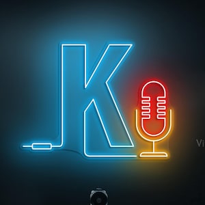 Podcast Neon Sign, Custom Letter with Microphone LED Light, Recording Room Wall Decor, Personalized Neon Sign for Studios,Radio, Music Clubs