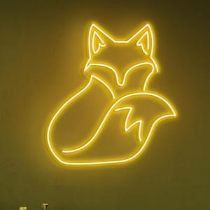 Fox Neon Sign, Fox LED Light, Foxy LED Neon Art, Wild Animal Wall Decor, Decor for Home, Kids & Game Room, Gifts for Fox Lover, Cute Fox Art