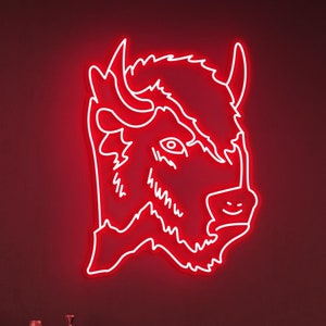 Bison Neon Sign, Bison LED Light, Bison Head Neon Art, Buffalo Head Sign, Game Room Decor, Custom Neon Sign, Home Wall Art, Pet Shop Decor