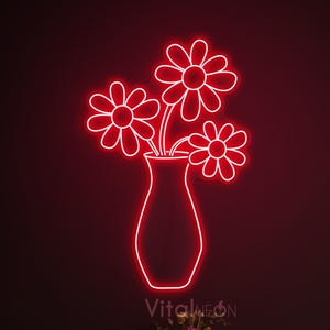 Flower Vase Neon Sign, Flower Bouquet LED Light, Flower Bouquet Neon Art, Decoration for Home, Party, Garden & Yard, Gift for Her and Him