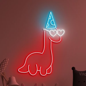 Dinosaur Neon Sign, Dinosaur Party LED Light, Dino with Shades LED Neon Art, Animal Shop Decor, Gaming Room Wall Art, Home Wall Decor, Gift
