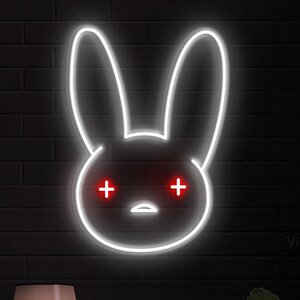 Rabbit Neon Sign, Rabbit LED Sign, Custom Neon Sign, Nursery Room Decor, Bunny LED Sign, Bunny Ear Wall Art, Cute Bunny Home, Party Decor