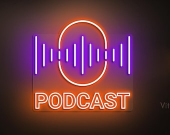 Podcast Neon Sign, Podcast LED Light, Microphone Neon Art, Recording Studio Wall Decor, Radio Music Club Art, Gift Idea, Home Studio Decor