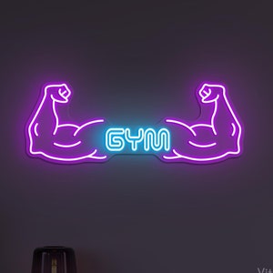Gym Neon Sign, Gym LED Light, GYM LED Wall Decor, Muscles Neon Sign, Fitness Club Wall Art, Workout Neon Art, Body Building Wall Decor, Gift