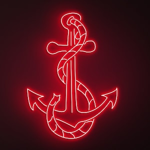 Anchor Neon Sign, LED Light for Anchor Lovers, Navy Decor, Custom Anchor Gift, Neon Light for Nautical Themes, Home and Party Décor, Gift