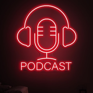 Podcast Neon Sign, Podcast LED Light, Recording Studio Decor, Talk Show Decor, Podcast Wall Art, Music Club Wall Art, Headphone Neon Sign