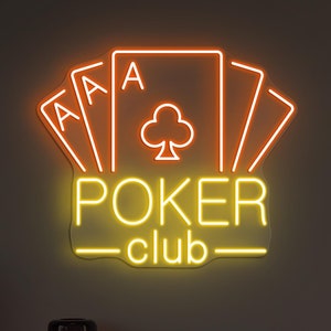 Poker Club Neon Sign, Poker Club LED Light, Poker Wall Art, Playing Cards Wall Decor, Game Room Wall Art, Custom Neon Sign, Casino Led Sign